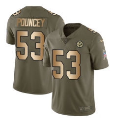 Men's Nike Pittsburgh Steelers #53 Maurkice Pouncey Limited Olive/Gold 2017 Salute to Service NFL Jersey