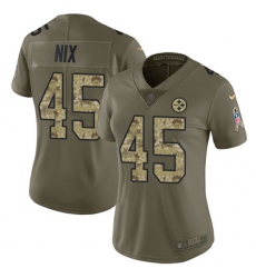 Women's Nike Pittsburgh Steelers #45 Roosevelt Nix Limited Olive/Camo 2017 Salute to Service NFL Jersey