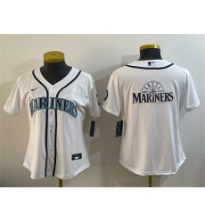 Women's Seattle Mariners Team Big Logo White Cool Base Stitched Baseball Jersey(Run Small)