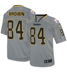 Men's Nike Pittsburgh Steelers #84 Antonio Brown Elite Lights Out Grey NFL Jersey