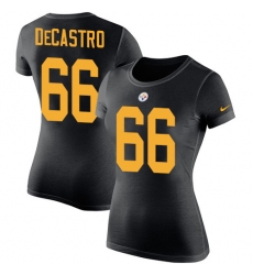 Women's Nike Pittsburgh Steelers #66 David DeCastro Black Rush Pride Name & Number T-Shirt