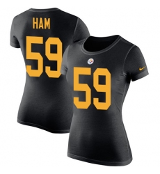 Women's Nike Pittsburgh Steelers #59 Jack Ham Black Rush Pride Name & Number T-Shirt