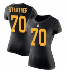Women's Nike Pittsburgh Steelers #70 Ernie Stautner Black Rush Pride Name & Number T-Shirt