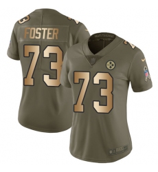Women's Nike Pittsburgh Steelers #73 Ramon Foster Limited Olive/Gold 2017 Salute to Service NFL Jersey