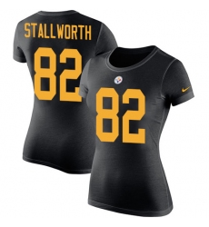 Women's Nike Pittsburgh Steelers #82 John Stallworth Black Rush Pride Name & Number T-Shirt