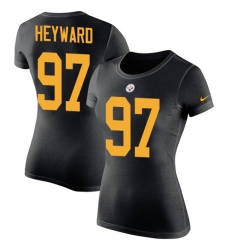 Women's Nike Pittsburgh Steelers #97 Cameron Heyward Black Rush Pride Name & Number T-Shirt