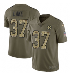 Men's Nike Pittsburgh Steelers #37 Carnell Lake Limited Olive/Camo 2017 Salute to Service NFL Jersey