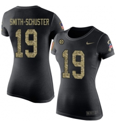 Women's Nike Pittsburgh Steelers #19 JuJu Smith-Schuster Black Camo Salute to Service T-Shirt