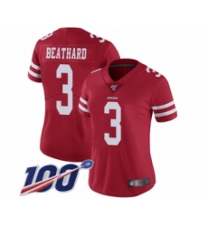 Women's San Francisco 49ers #3 C. J. Beathard Red Team Color Vapor Untouchable Limited Player 100th Season Football Jersey
