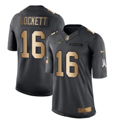 Men's Nike Seattle Seahawks #16 Tyler Lockett Limited Black/Gold Salute to Service NFL Jersey