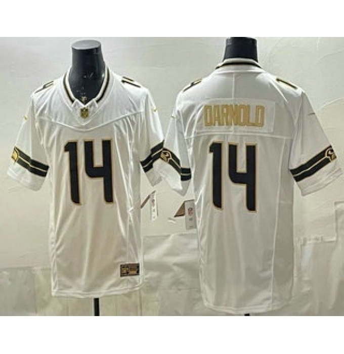 Men's Seattle Seahawks #14 Sam Darnold Limited White Gold FUSE Vapor Jersey