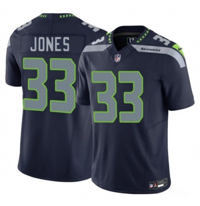 Men's Seattle Seahawks #33 Velus Jones Navy 2026 F.U.S.E. Vapor Untouchable Limited Football Stitched Jersey