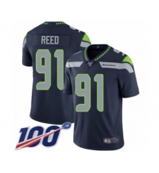 Men's Seattle Seahawks #91 Jarran Reed Navy Blue Team Color Vapor Untouchable Limited Player 100th Season Football Jersey