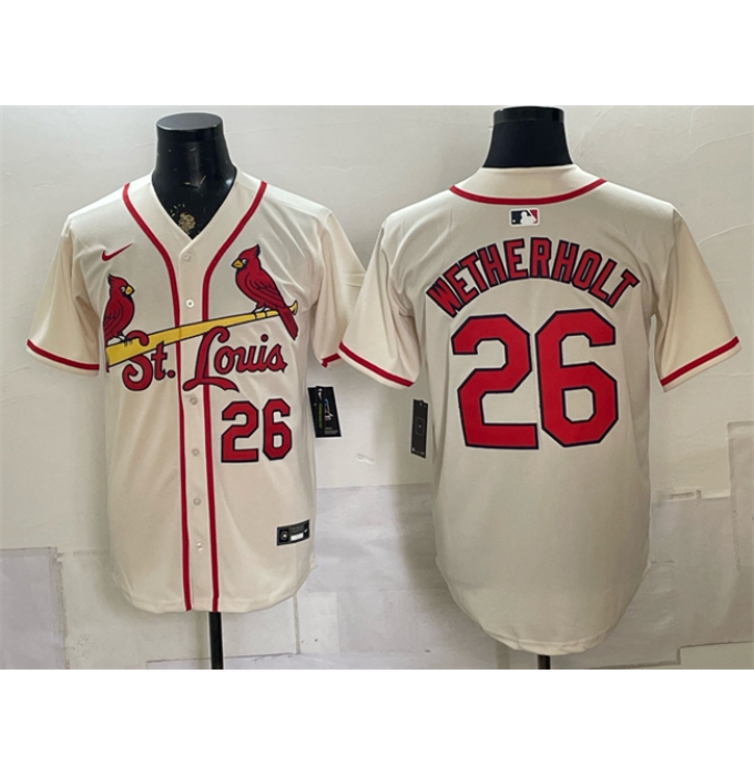 Men's St. Louis Cardinals #26 JJ Wetherholt Cream Limited Stitched Baseball Jersey