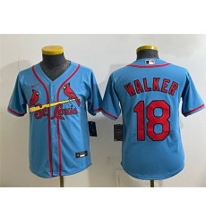 Youth St. Louis Cardinals #18 Jordan Walker Blue Cool Base Stitched Baseball Jersey