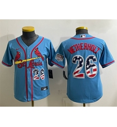 Youth St. Louis Cardinals #26 JJ Wetherholt Blue USA 250 Fourth of July Stitched Baseball Jersey