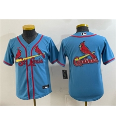 Youth St. Louis Cardinals Team Big Logo Blue Cool Base Stitched Baseball Jersey