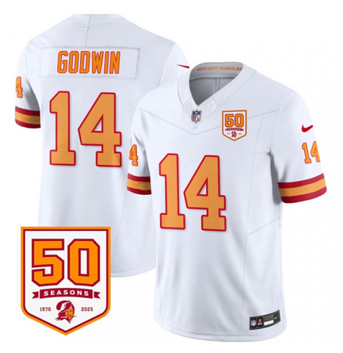Men's Tampa Bay Buccaneers #14 Chris Godwin White 2025 F.U.S.E. 50th Anniversary Vapor Limited Football Stitched Jersey