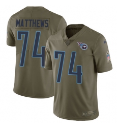 Youth Nike Tennessee Titans #74 Bruce Matthews Limited Olive 2017 Salute to Service NFL Jersey