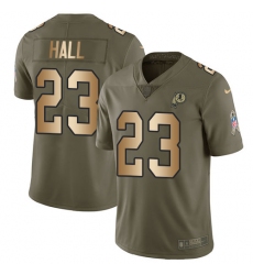 Youth Nike Washington Redskins #23 DeAngelo Hall Limited Olive/Gold 2017 Salute to Service NFL Jersey