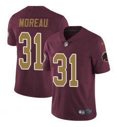 Youth Nike Washington Redskins #31 Fabian Moreau Elite Burgundy Red/Gold Number Alternate 80TH Anniversary NFL Jersey