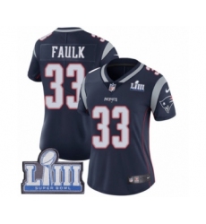 Women's Nike New England Patriots #33 Kevin Faulk Navy Blue Team Color Vapor Untouchable Limited Player Super Bowl LIII Bound NFL Jersey