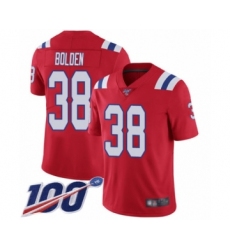 Men's New England Patriots #38 Brandon Bolden Red Alternate Vapor Untouchable Limited Player 100th Season Football Jersey