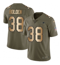 Men's Nike New England Patriots #38 Brandon Bolden Limited Olive/Gold 2017 Salute to Service NFL Jersey
