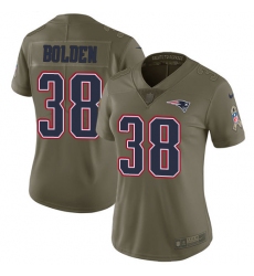 Women's Nike New England Patriots #38 Brandon Bolden Limited Olive 2017 Salute to Service NFL Jersey