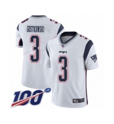 Men's New England Patriots #3 Stephen Gostkowski White Vapor Untouchable Limited Player 100th Season Football Jersey
