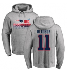 Nike New England Patriots #11 Drew Bledsoe Heather Gray 2017 AFC Champions Pullover Hoodie