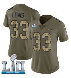 Women's Nike New England Patriots #33 Dion Lewis Limited Olive/Camo 2017 Salute to Service Super Bowl LII NFL Jersey