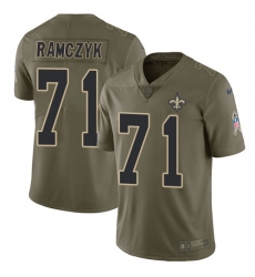 Men's Nike New Orleans Saints #71 Ryan Ramczyk Limited Olive 2017 Salute to Service NFL Jersey