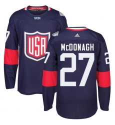 Youth Adidas Team USA #27 Ryan McDonagh Authentic Navy Blue Away 2016 World Cup Ice Hockey Jersey