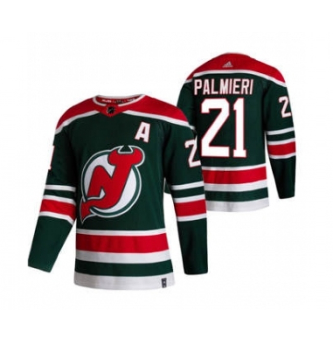 Men's New Jersey Devils #21 Kyle Palmieri Green 2020-21 Reverse Retro Alternate Hockey Jersey