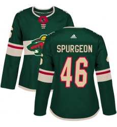 Women's Adidas Minnesota Wild #46 JaGreen Spurgeon Premier Green Home NHL Jersey