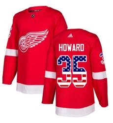 Youth Adidas Detroit Red Wings #35 Jimmy Howard Authentic Red USA Flag Fashion NHL Jersey