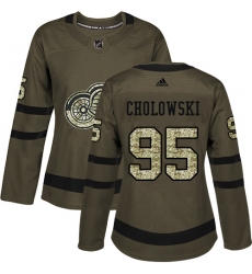 Women's Adidas Detroit Red Wings #95 Dennis Cholowski Authentic Green Salute to Service NHL Jersey