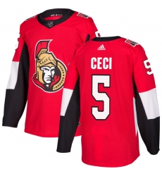 Men's Adidas Ottawa Senators #5 Cody Ceci Premier Red Home NHL Jersey