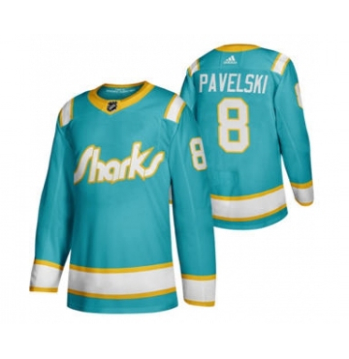 Men's San Jose Sharks #8 Joe Pavelski 2020 Throwback Authentic Player Hockey Jersey
