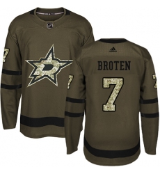 Men's Adidas Dallas Stars #7 Neal Broten Authentic Green Salute to Service NHL Jersey