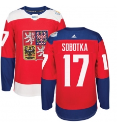 Men's Adidas Team Czech Republic #17 Vladimir Sobotka Premier Red Away 2016 World Cup of Hockey Jersey