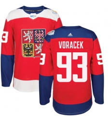 Men's Adidas Team Czech Republic #93 Jakub Voracek Authentic Red Away 2016 World Cup of Hockey Jersey