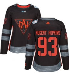 Women's Adidas Team North America #93 Ryan Nugent-Hopkins Authentic Black Away 2016 World Cup of Hockey Jersey