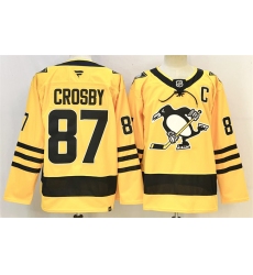 Men's Pittsburgh Penguins #87 Sidney Crosby Gold 2025-26 With C Alternate Stitched Hockey Jersey