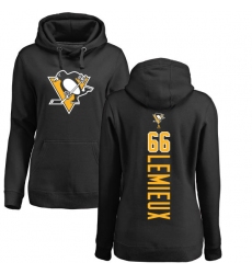 NHL Women's Adidas Pittsburgh Penguins #66 Mario Lemieux Black Backer Pullover Hoodie
