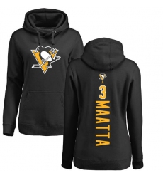 NHL Women's Adidas Pittsburgh Penguins #3 Olli Maatta Black Backer Pullover Hoodie