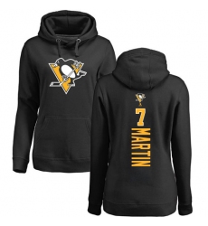 NHL Women's Adidas Pittsburgh Penguins #7 Paul Martin Black Backer Pullover Hoodie