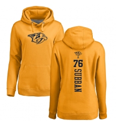 NHL Women's Adidas Nashville Predators #76 P.K Subban Gold One Color Backer Pullover Hoodie