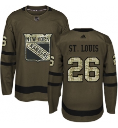 Youth Adidas New York Rangers #26 Martin St. Louis Authentic Green Salute to Service NHL Jersey